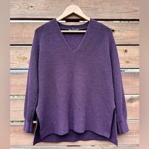 Athleta Women’s Plum V-Neck Oversized Knit Wool Blend Sweater
